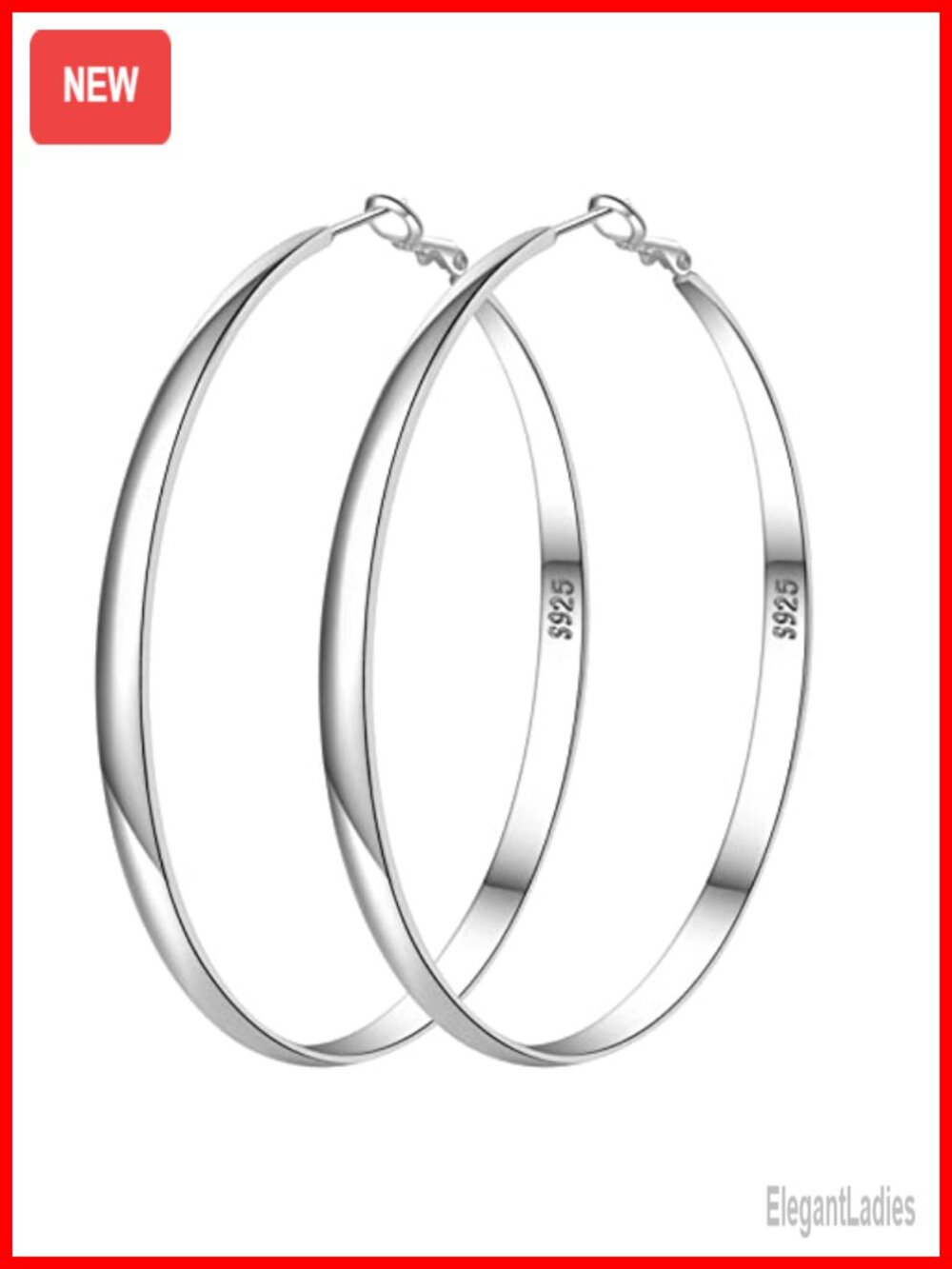 925 Sterling Silver Hoop Earrings Hypoallergenic Large Thin Hoops
